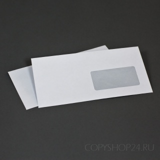 Белый офсет, 80 гр/м2, Автомат клапан, Декстрин, С окном 